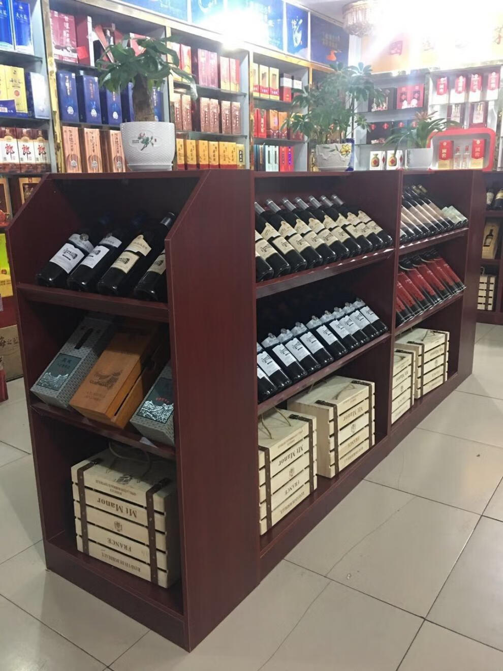 红酒中岛柜超市酒柜陈列柜红酒货架展示架茶叶礼品白酒柜展示柜长180