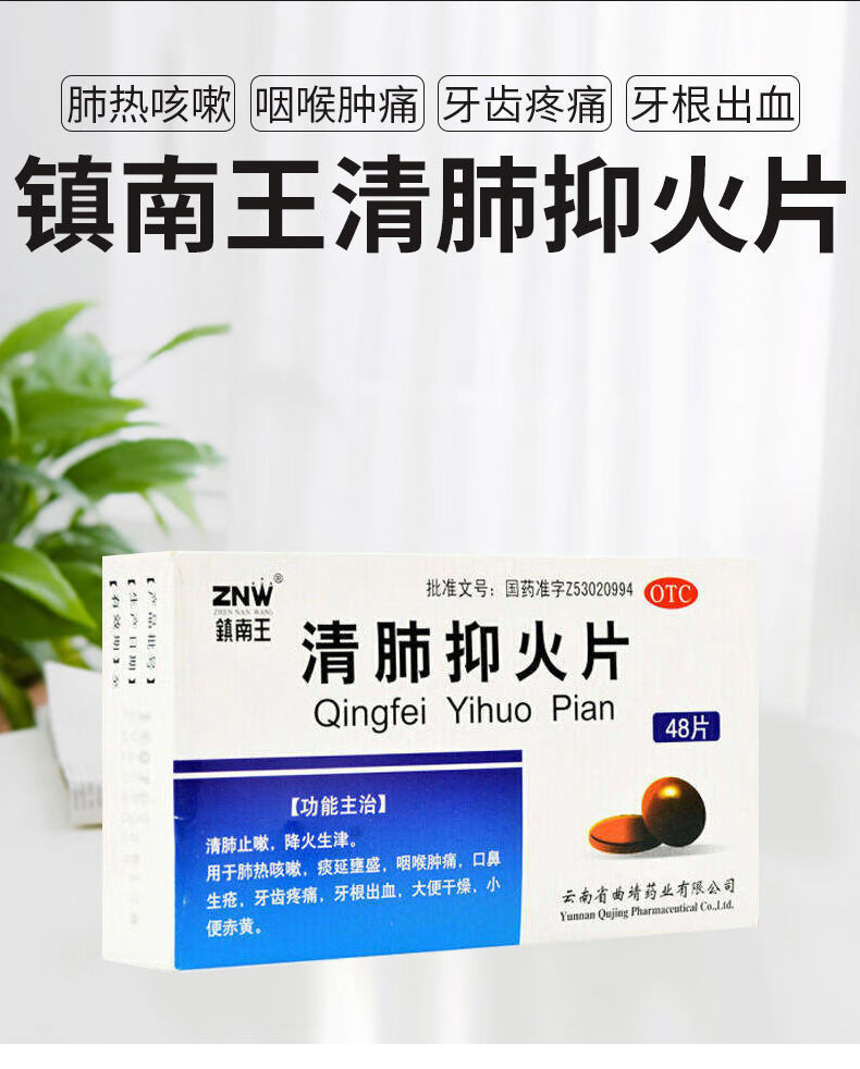 镇南王 清肺抑火片 48片 发热咳嗽痰多咽喉痛口疮牙痛牙根出血 【标准