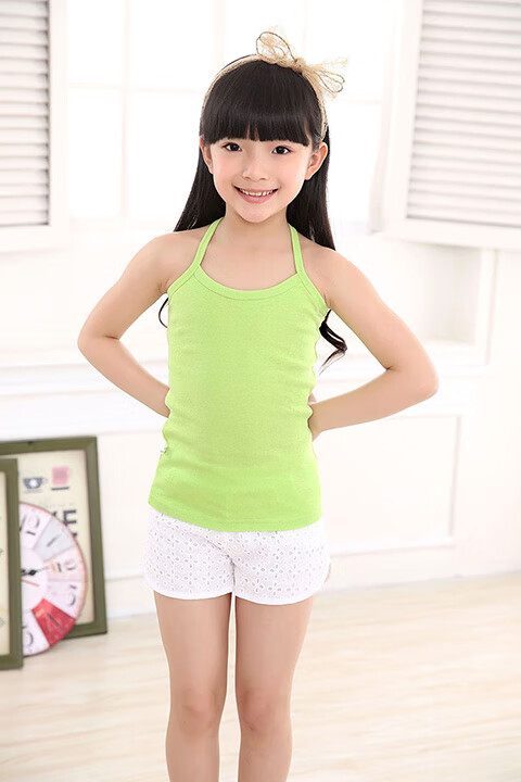 夏季新款儿童背心纯棉内衣纯色男童女童打底衫背心小孩无袖薄款 珍珠