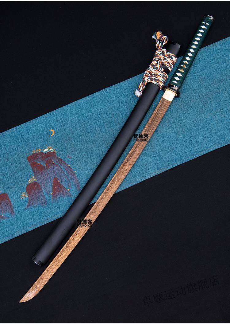 剑道竹剑未开刃手工长款带鞘木刀居合日本剑道训练拔刀术纳刀练习刀剑
