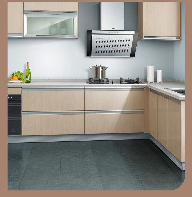 铝合金加厚g型拉手橱柜隐形封边把手黑色银色封盖厨房暗拉 l款半堵