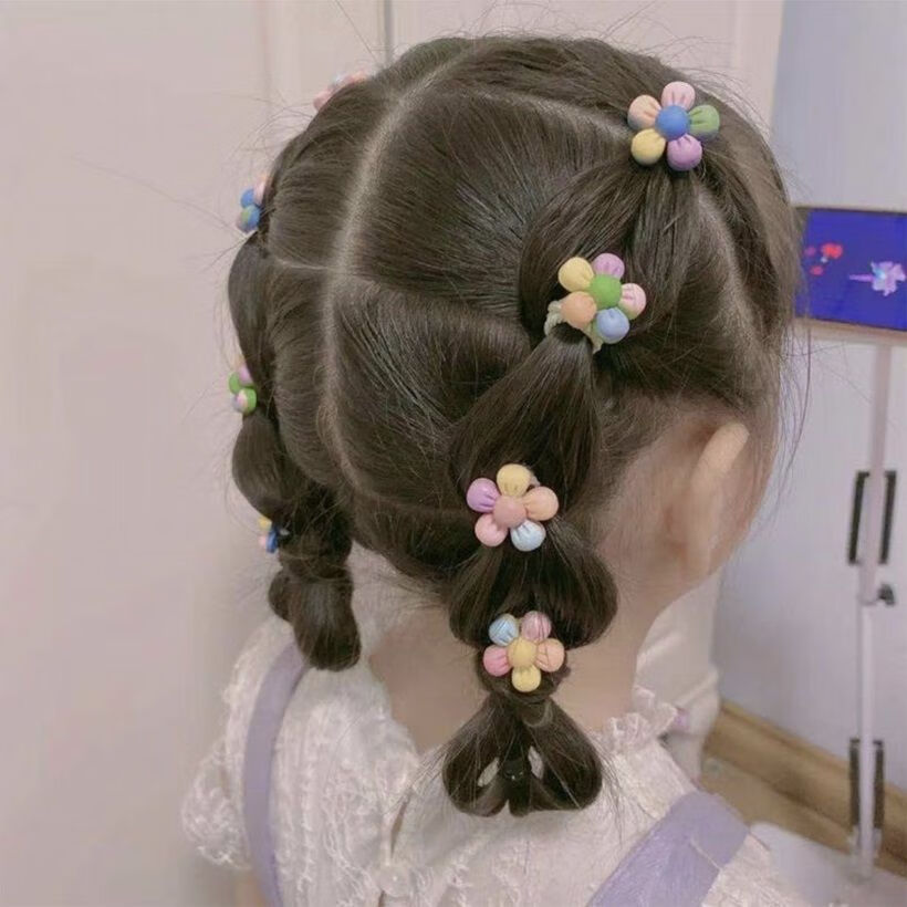 女童宝宝彩色扎头发绳小女孩弹性好橡皮筋头饰儿童可爱高弹力头绳糖果
