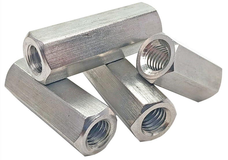 定制304不锈钢六角加长螺母螺杆连接螺帽丝杆牙条接头螺母m8m10m12mm