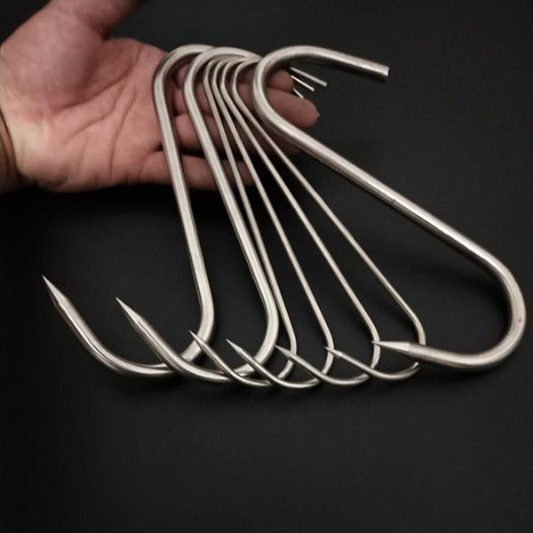 不锈钢s型挂钩烧腊肉钩子烤鸭香肠鱼牛猪吊挂肉勾子尖头s形晾晒腌15x