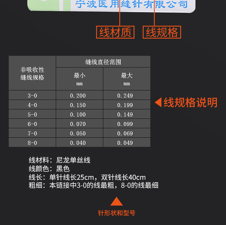 灵桥带线缝合针双眼皮手术缝合线整形埋线尼龙线三角针手术缝合针灵桥