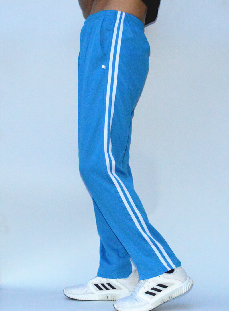 原次方 春夏中小学生男女校服裤子直筒天蓝色两道杠运动裤浅蓝色白杠