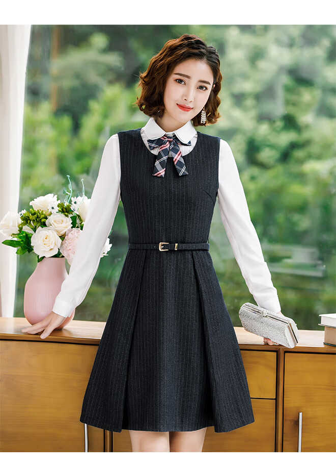 劳狮锐 幼师幼儿园教师园服女幼师连衣裙秋冬季职业装面试套装老师