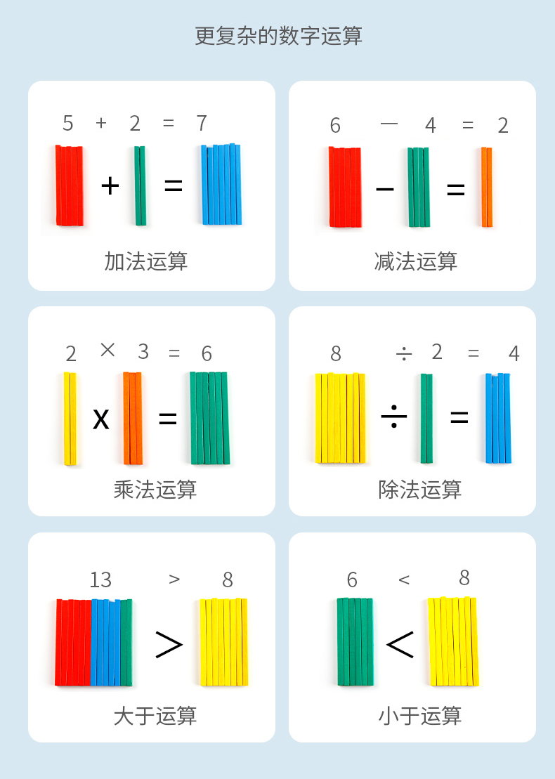 数数小木棒方形小棒一年级小学生学具彩色数学算数小棒子教具数数计数