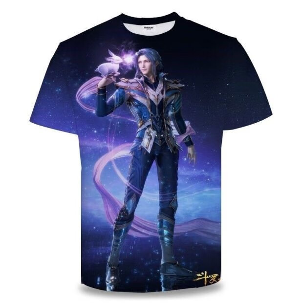 斗罗大陆t恤衣服短袖2022夏季新款t恤男青少年大中童学生圆领印花3d