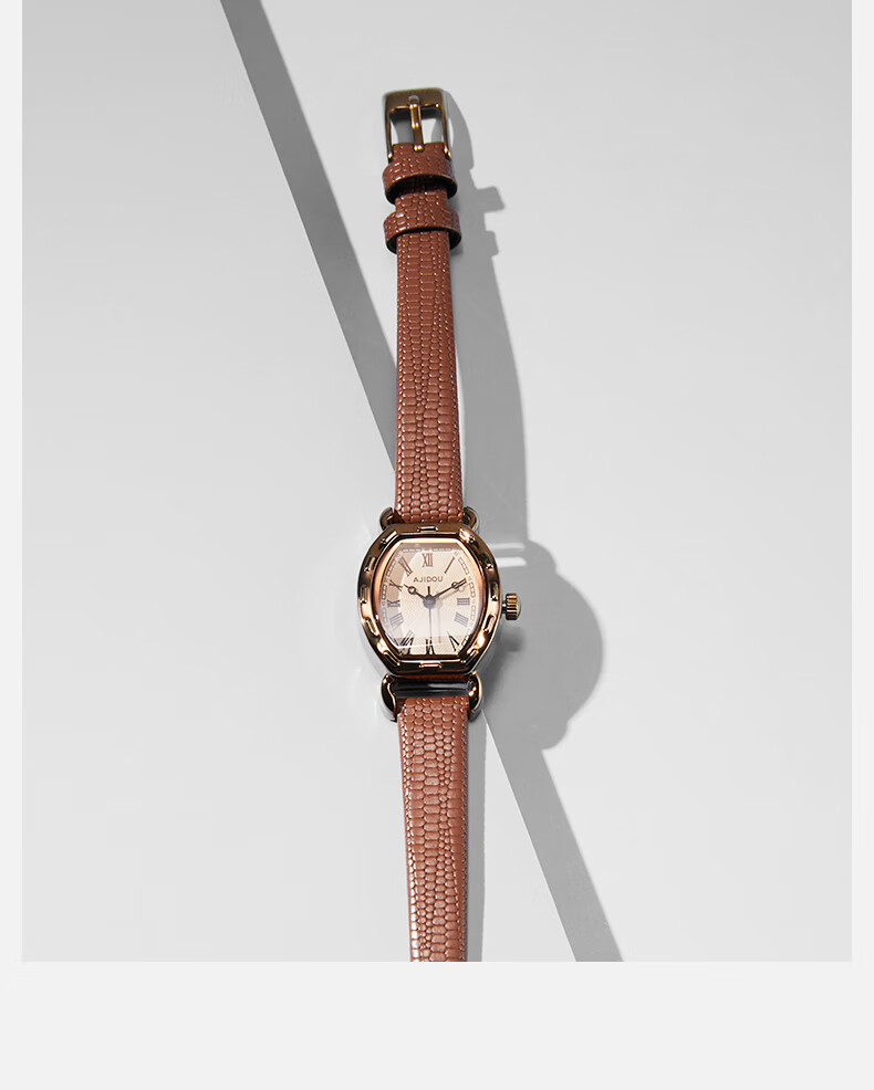 阿吉豆手表之印手表经典复古简约气质防水小表盘时尚女表 咖啡色