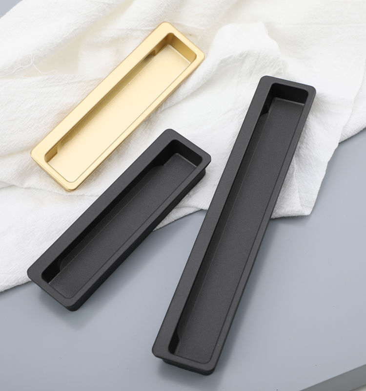 鼎坚暗装抽屉柜门拉手黑色隐形内嵌入式开槽把手移门衣柜推拉门暗拉手