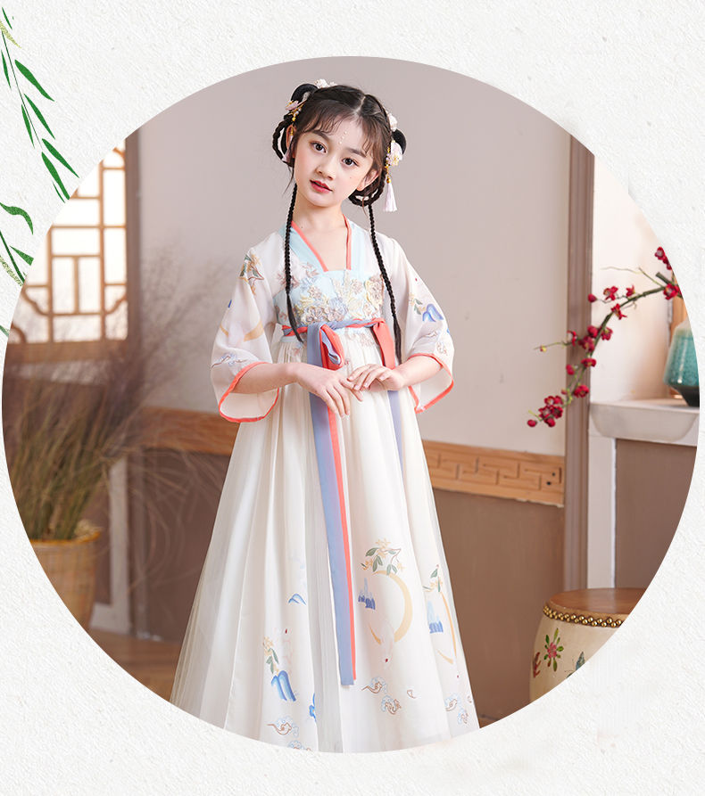鑫源恒儿童汉服女童古装裙子连衣裙夏季薄款中国风小女孩唐装6-12岁