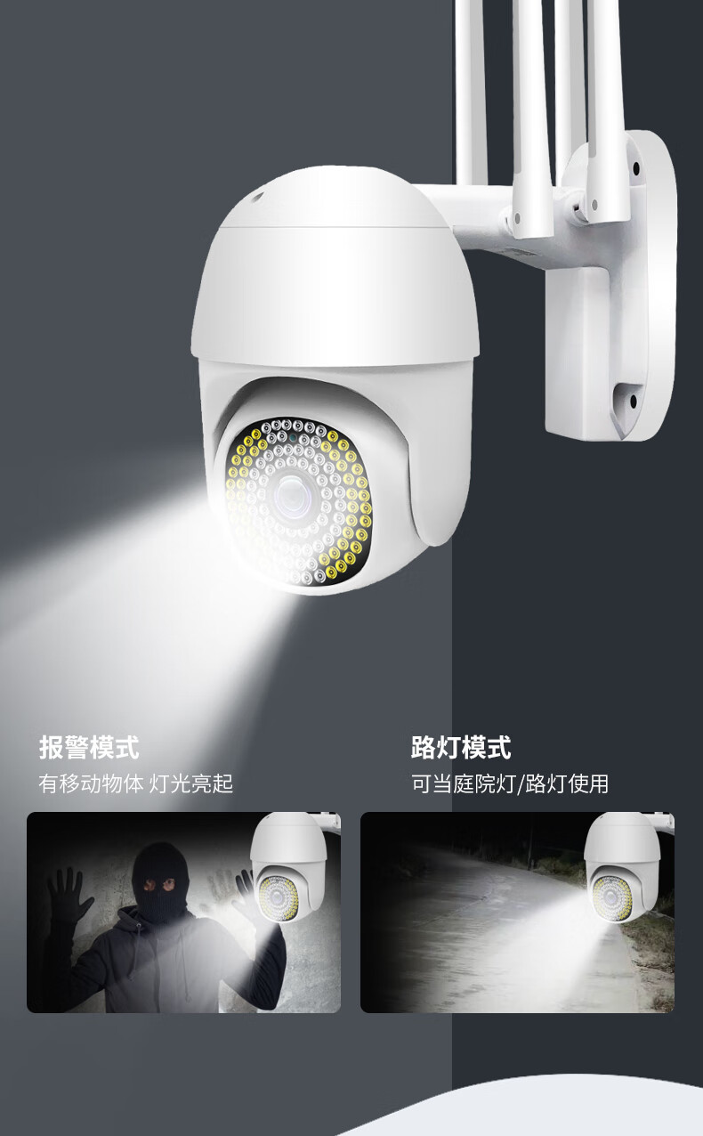 夜视高清家用360度全景无线wifi远程连手机30灯标准插电款128gb1080p4