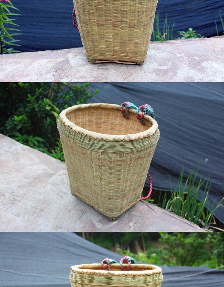 竹编竹背篓手工家用四川竹子背篼买菜竹筐背筐采茶舞蹈传统 白边方形