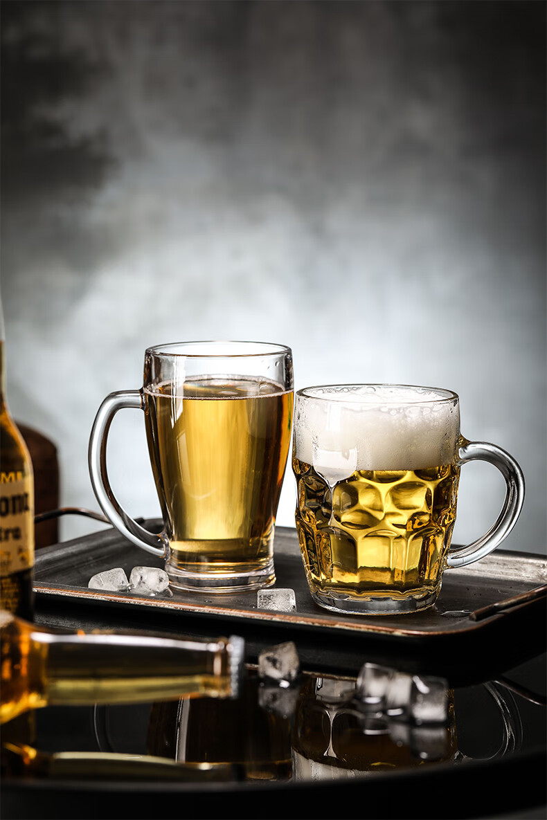 杯玻璃网红扎啤杯子大号带把手超大容量1000ml酒吧酒杯410ml德式杯