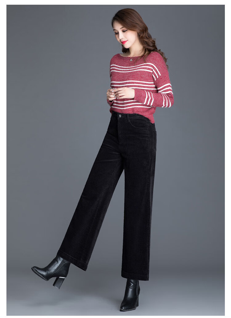 40-50岁妈妈中老年女春秋灯芯绒阔腿裤灯草绒阔脚库灯心绒灯草绒棉质