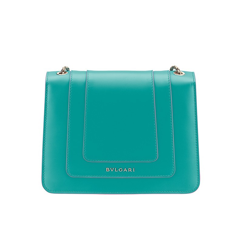bvlgari宝格丽斜挎包女包女士北极碧玉色包身两侧紫水晶色小牛皮蛇头
