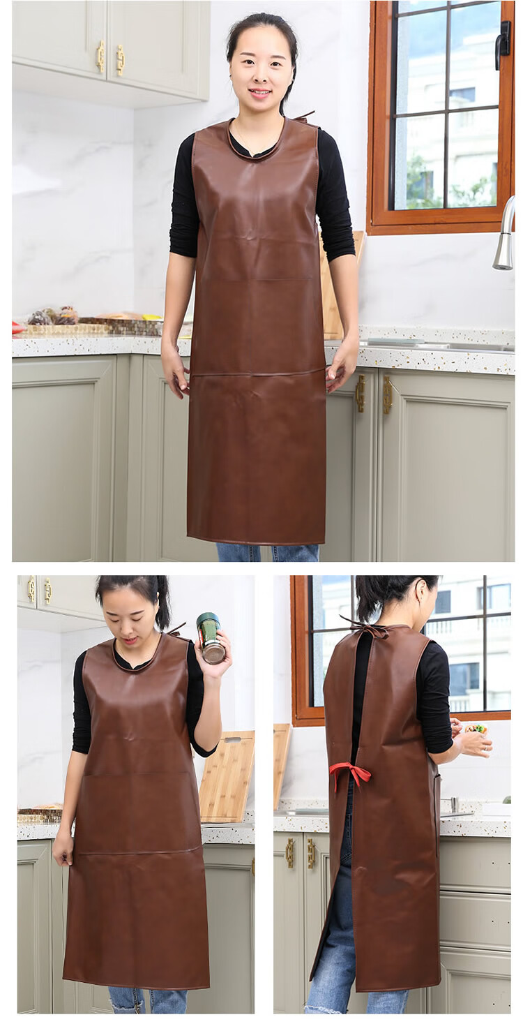 【卖鱼用的】杀鱼仿水放水围裙皮围裙工作服耐水耐油耐污背心式皮革女