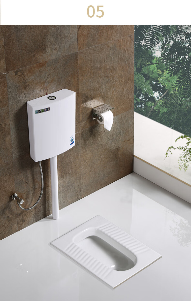 家用陶瓷蹲便器小尺寸节水堵蹲坑式厕所臭冲水式水箱套装 a款后排水直