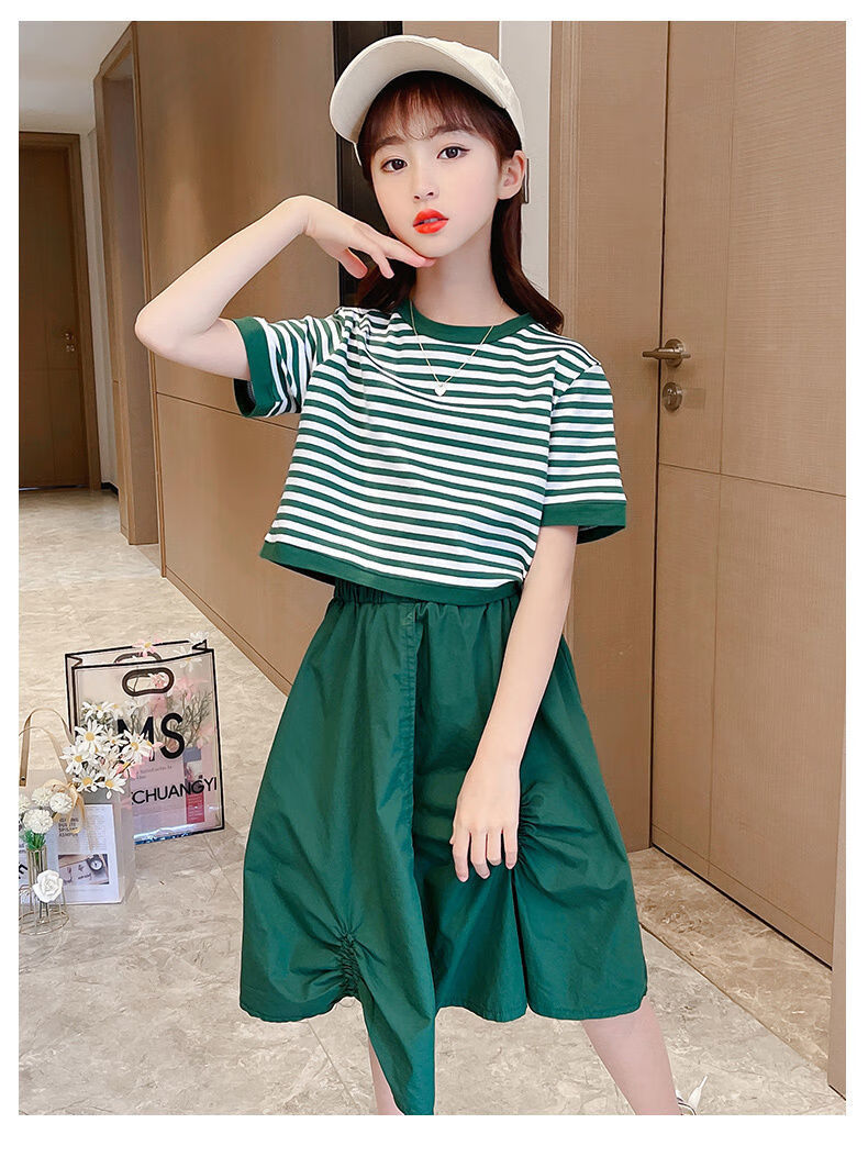 橦华女孩子衣服夏季中童女装11岁小孩子套装夏天9一12岁中大童小学生