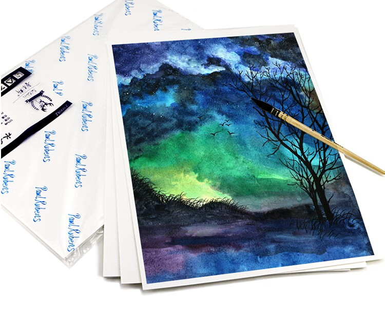 鲁本斯含棉浆水彩纸8开4开对开中粗纹水彩画纸300g4k中粗10张袋