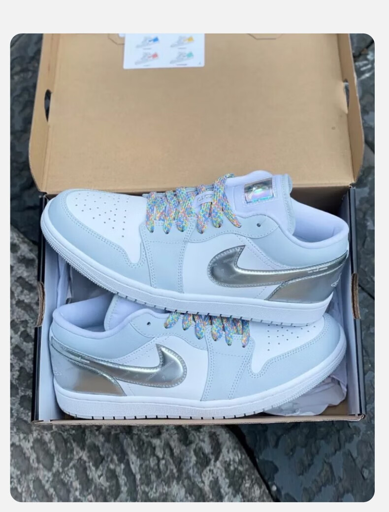 耐克nike air jordan 1 low aj1白银撕撕乐男子复古低帮运动篮球鞋 dx