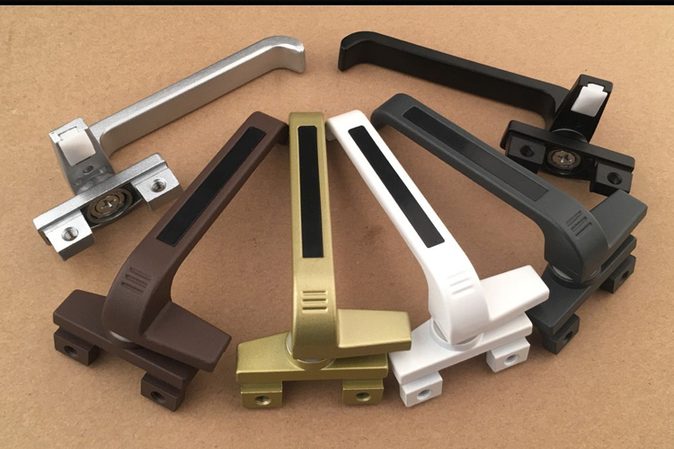 加厚门窗把手38平开窗户执手老式铝合金内外推窗拉手七字型 黑色 左