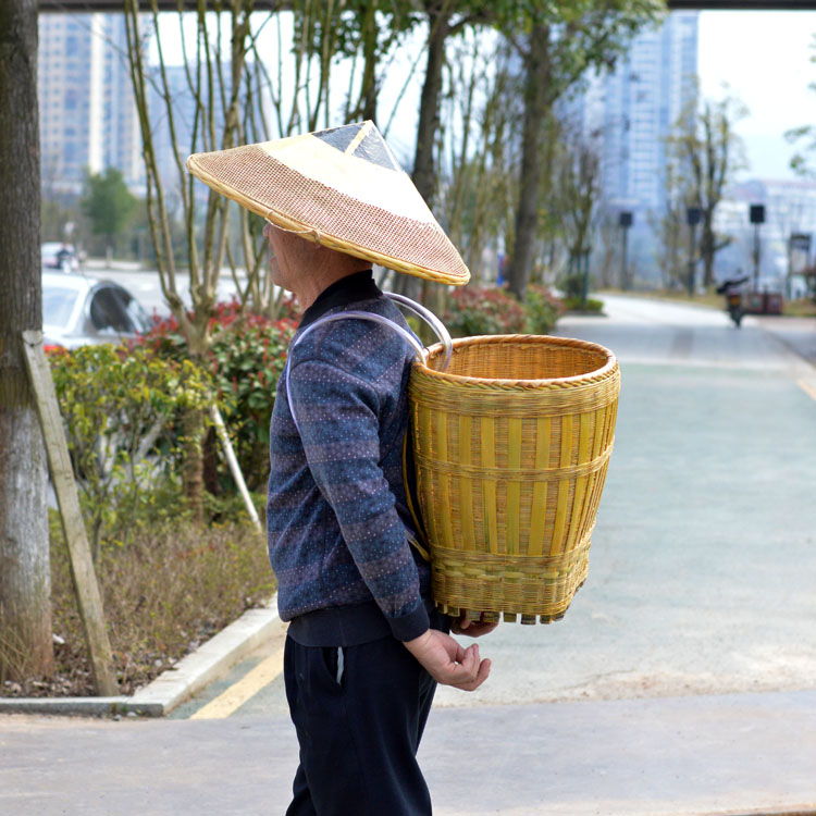 2022新款竹编收纳筐背篓竹编家用大号后背式采摘买菜竹筐收纳筐背篼