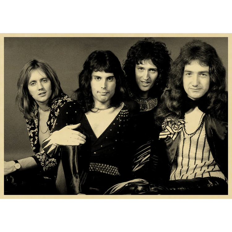 皇后乐队海报 queen 牛皮纸复古装饰画 摇滚音乐 怀旧 欧美人物画