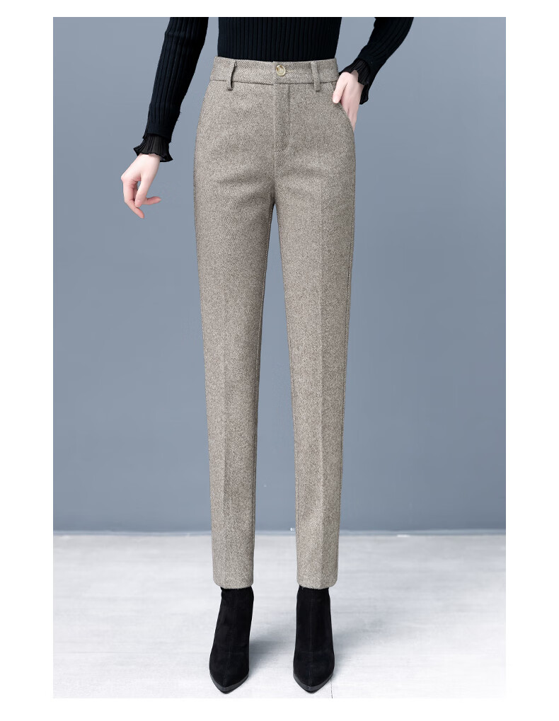 格卡蜜春秋季羊毛呢裤子女小脚裤毛呢哈伦裤加厚秋新款百搭高腰休闲