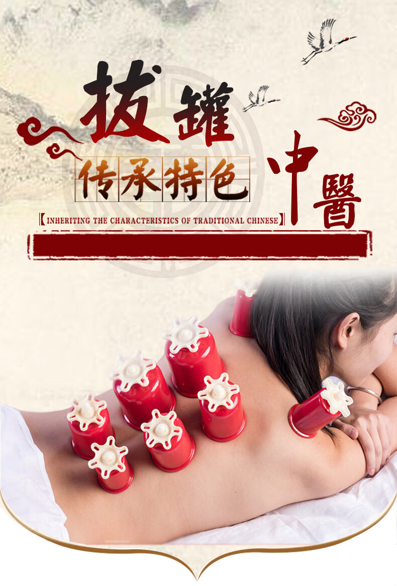 家用拔罐器套装抽气式气罐中医拔火罐单罐手拧真空拔罐6头拔罐套装