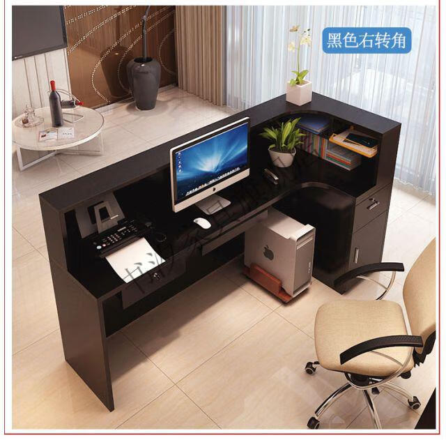 转角柜台酒店理发餐饮前台接待桌吧台酒柜酒架简约现代饭店收银台1