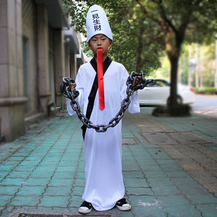 服装儿童服装cos化妆舞会装扮恐怖小僵尸黑白无常吸血鬼衣服 黑无常