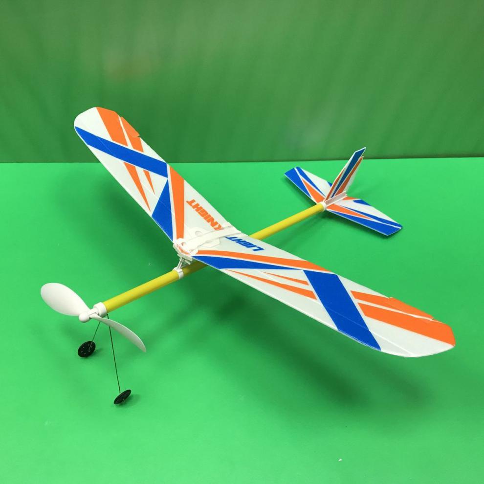 橡皮筋动力飞机轻骑士飞机模型航空科教玩具儿童diy拼装滑翔机优惠