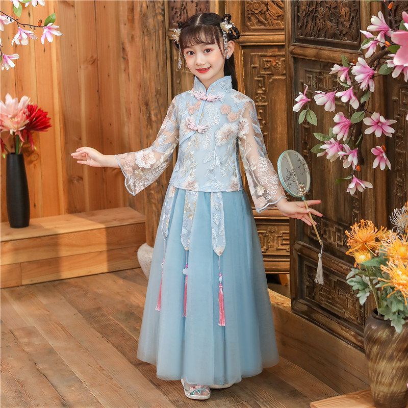 儿童汉服女春秋女童古装裙子秋装超仙中国风唐装童装女孩连衣裙秋小