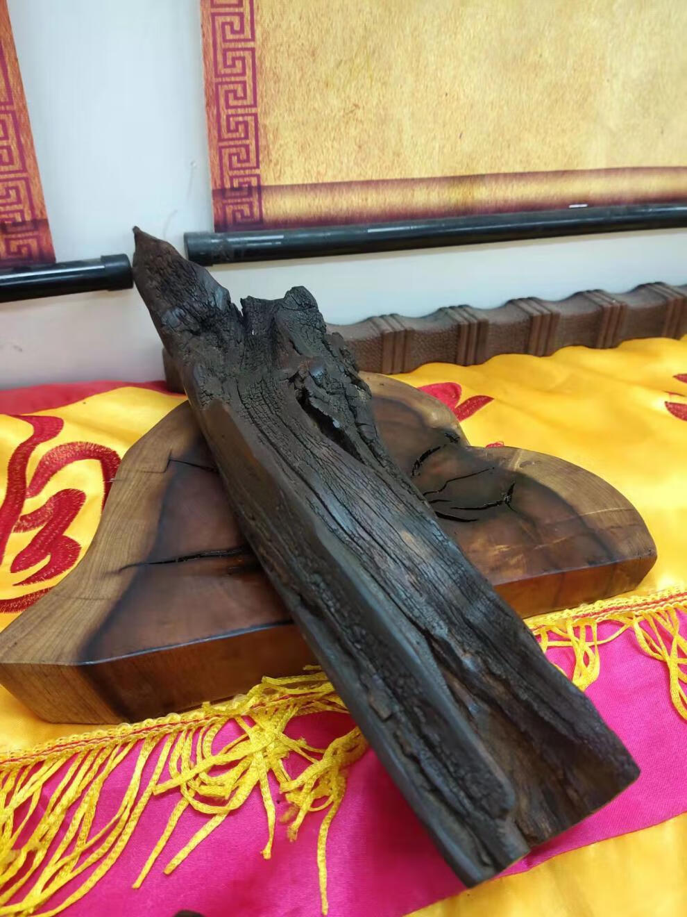 秋痕 雷击枣木原木雷劈雷惊木家庭办公室内摆件雷击部位焦黑玉化料