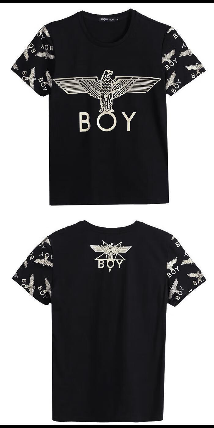 boy老鹰翅膀夏季纯棉短袖t恤男修身潮牌男士半截袖体恤薄款上衣服 017