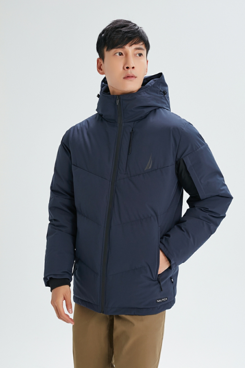 nautica/诺帝卡男装2020秋冬防轻挡风连帽纯色羽绒服jo0404 绿色3fb