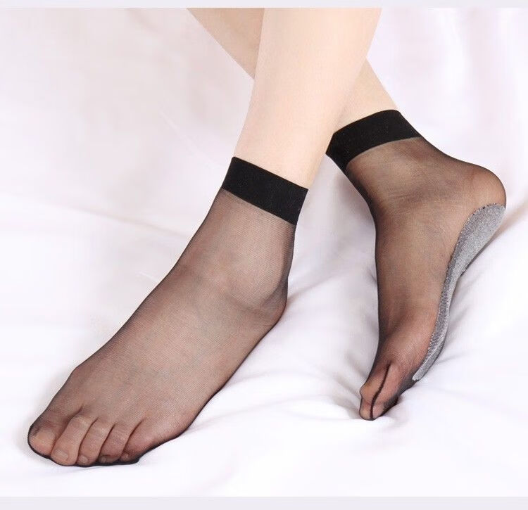 玻璃丝超薄棉底水晶袜女防勾丝脚尖透明短丝袜 肤色5双【水晶棉底】