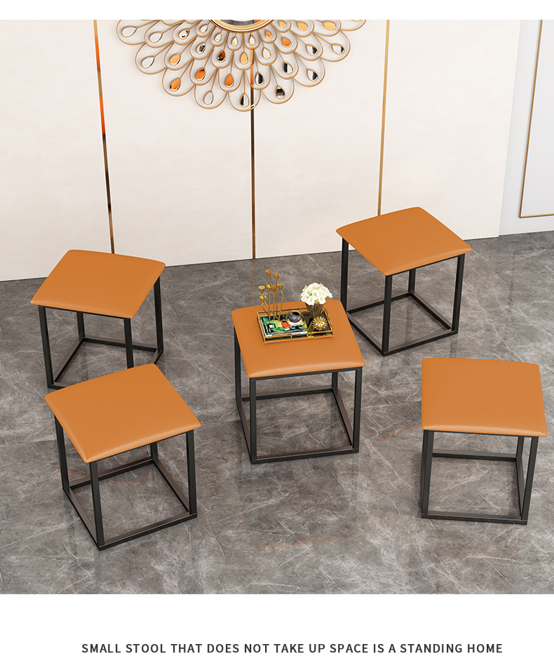 2022新款皮质多功能创意魔方凳网红收纳五合一体组合凳换鞋小矮凳子