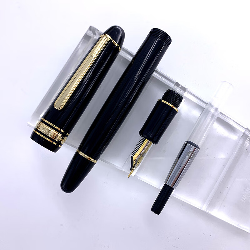 钢笔铱金笔26大明尖树脂旋转吸墨器成人练字上海君来01金夹黑杆铱金笔