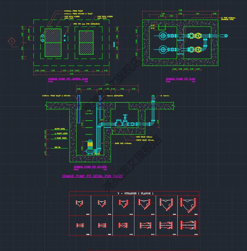 卫浴设备消防供水工程水泵设备配件零件水利cad图纸