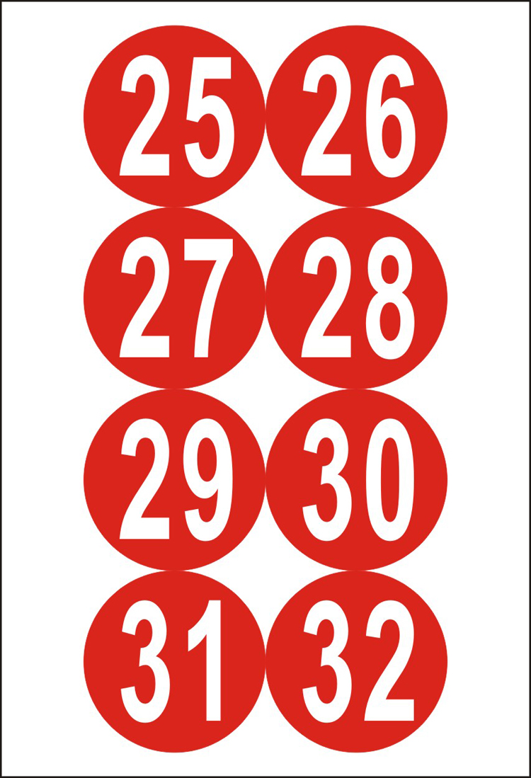 10cm防水圆形数字贴不干胶顺序标签楼梯活动号码贴纸1-1000号牌 大号