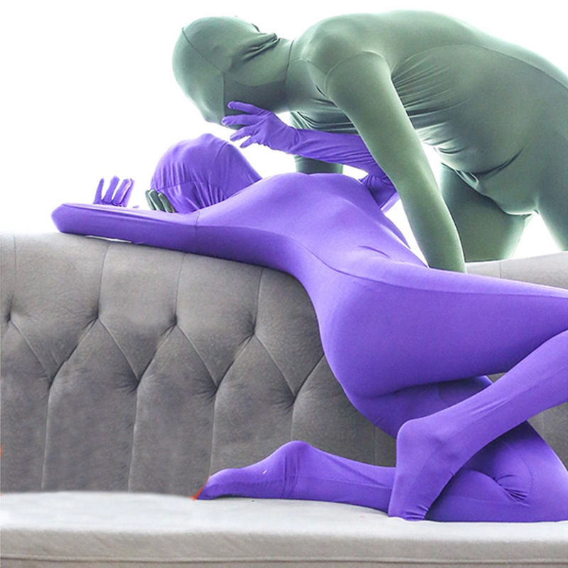 莱卡zentai紧身束身连体衣舞蹈瑜伽健身cosplay舞台晚会服饰2020 紫色