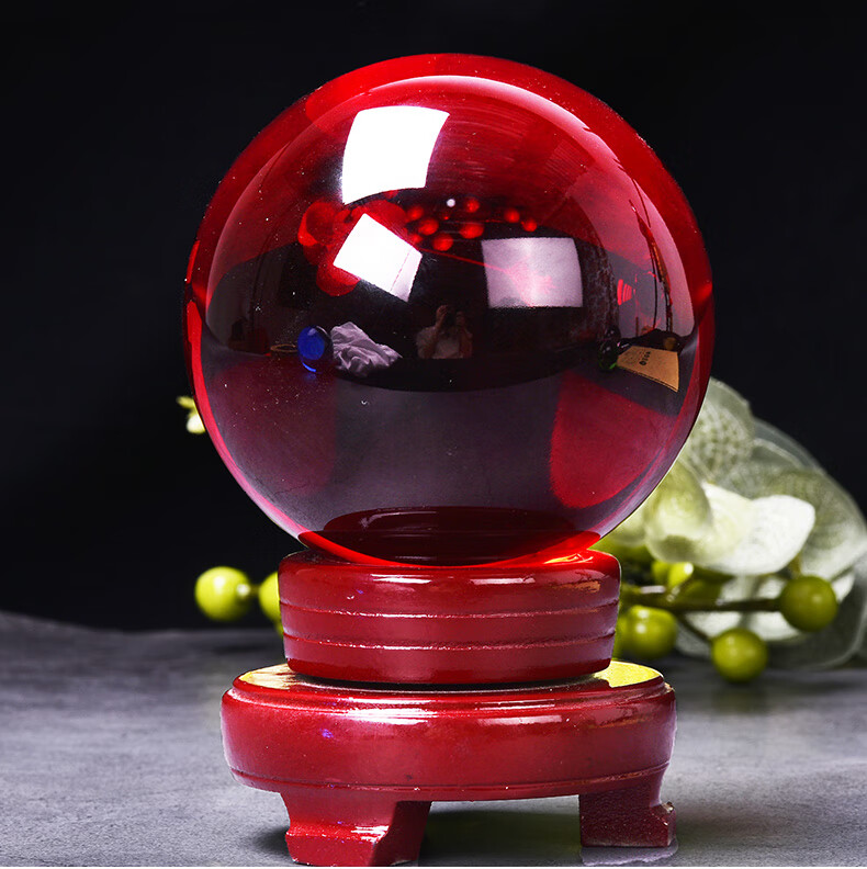 善心阁红水晶球摆件鸿运当头天然镇招宅财办公室卧室客厅店铺开业送