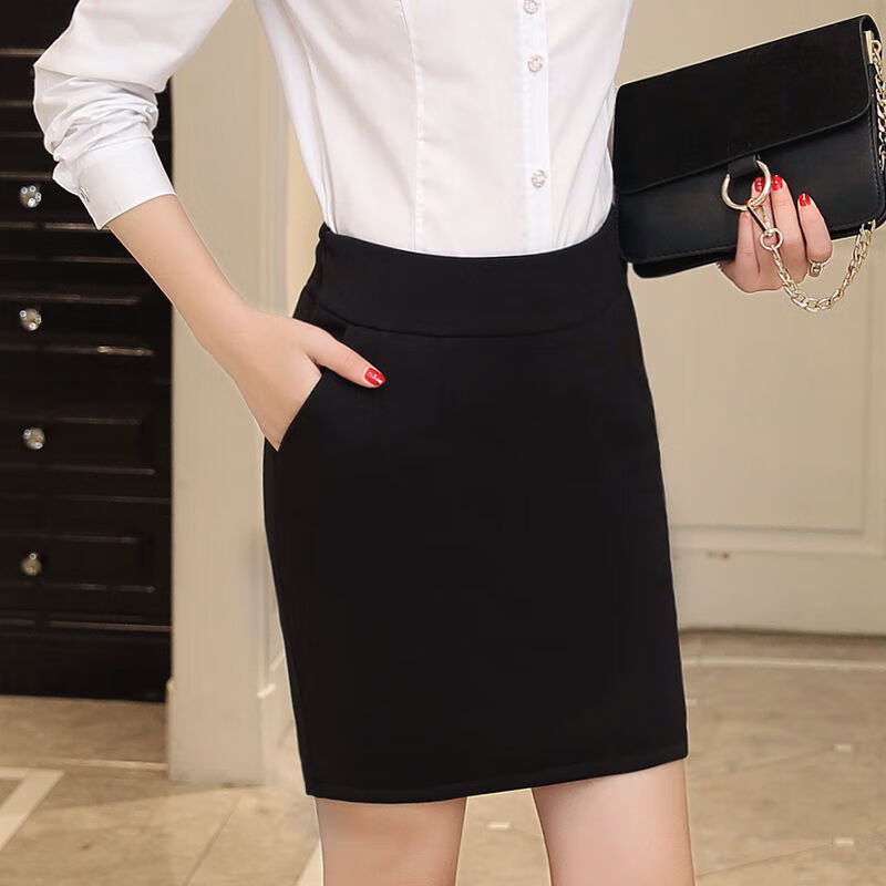 春夏职业包臀后开叉中裙黑色一步裙高腰半身裙西装裙面试工作群女46