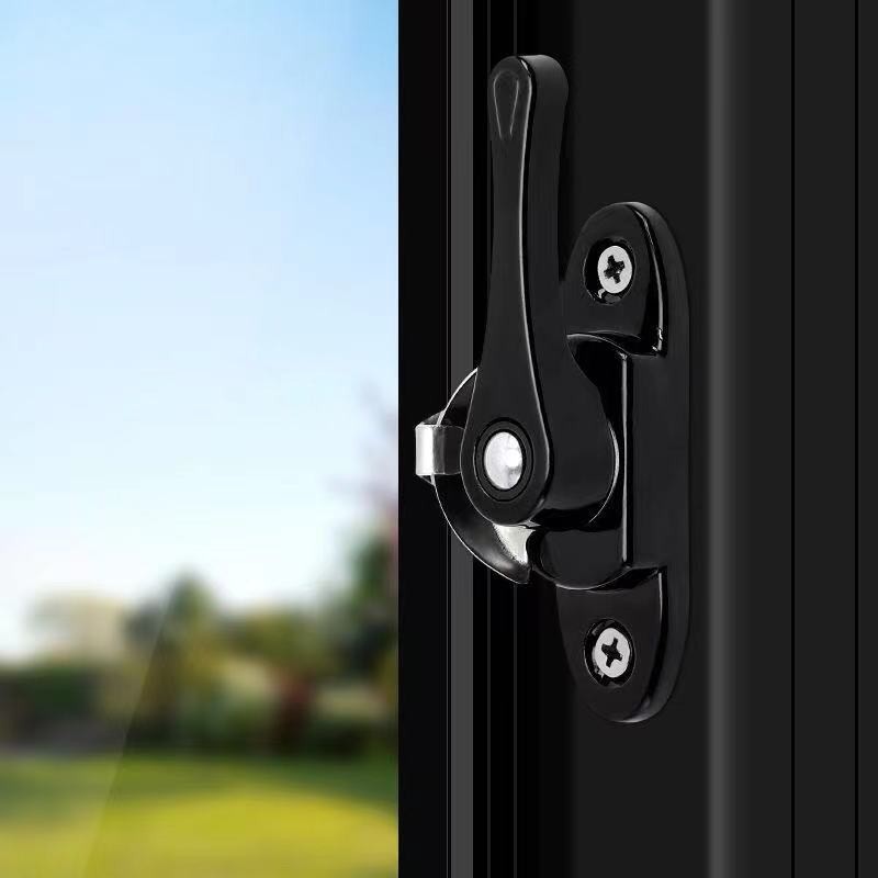 窗户锁扣铝合金门窗不锈钢防盗老式月牙锁推拉平移门塑钢窗锁配件白色