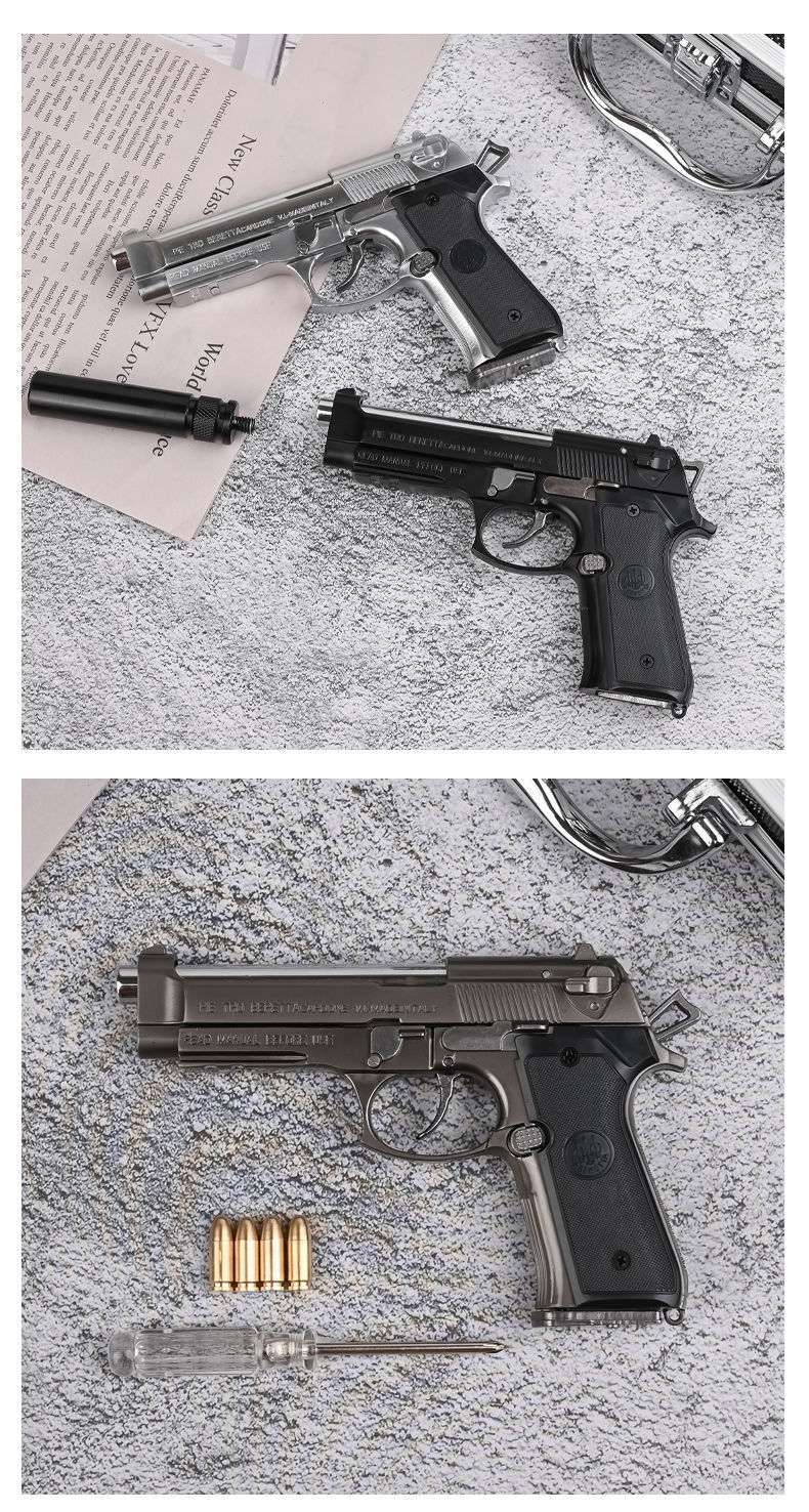 05全金属抢枪抢模型伯莱塔m92a1抛壳合金枪模可拆卸92不可发射64 黑色