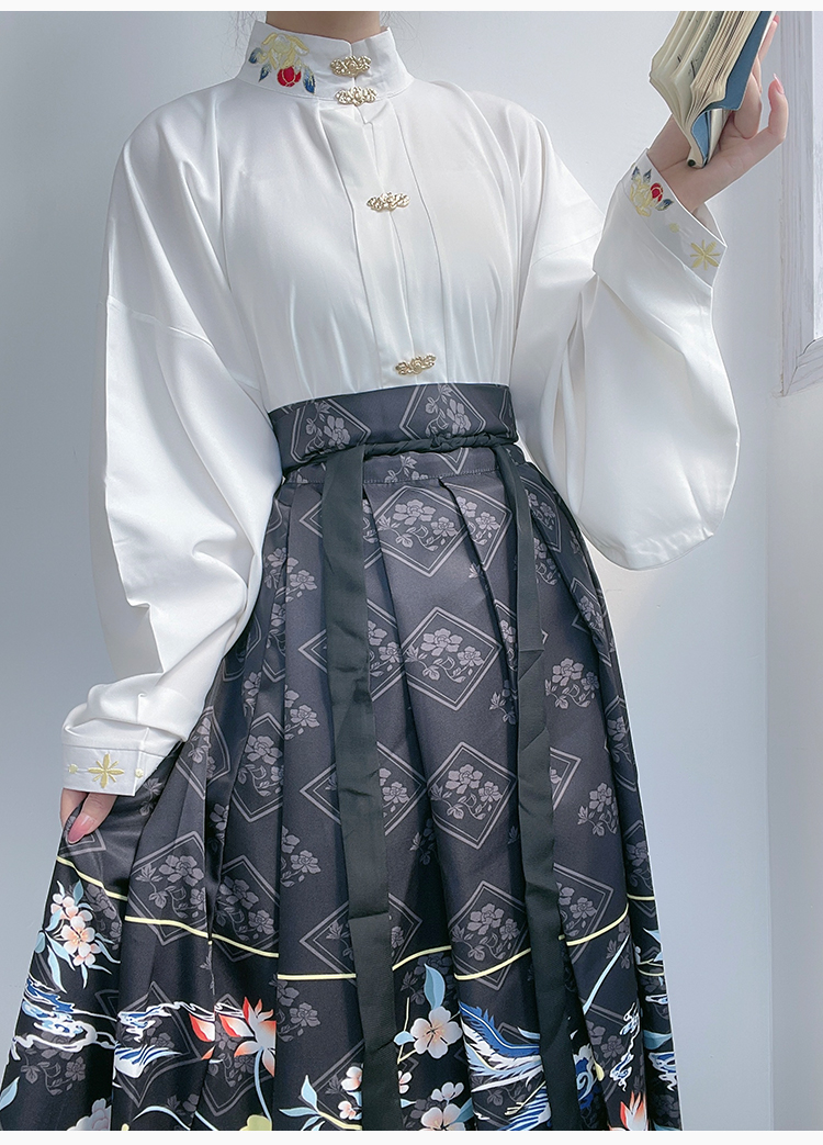 汉元素jk曹州莘月汉服女【花朝月夕】明制立领对襟短衫百褶裙汉元素