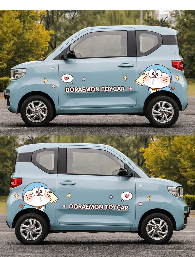 qefh五菱宏光迷你车贴miniev改装哆啦a梦蓝胖子叮当猫可爱卡通车贴